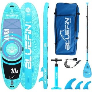 Bluefin SUP 10′8′′ Aura FIT Stand-up-Paddleboard-Kit | 6" Dick | Fiberglas-Paddel - Fitness- & Yoga-Paddleboard | Aqua-Fitness | Komplettes Zubehör | 5 Jahre Garantie