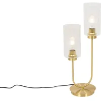 QAZQA Art-Deco-Tischlampe Gold mit Glas 2-flammig - Laura