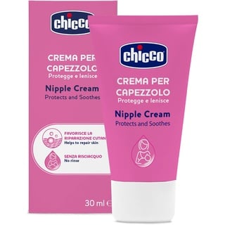 Chicco Brustwarzencreme, bereitet die Brustwarze auf das Stillen vor, nährend, parfümfrei und sicher für Kinder, hinterlässt keine Flecken auf dem Gewebe