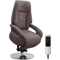 Cavadore TV-Sessel Edinburgh / Fernsehsessel mit Aufstehhilfe & elektrisch verstellbarer Relaxfunktion / 2 E-Motoren / 74 x 114 x 77 / Lederoptik: grau
