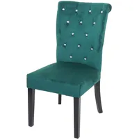 Mendler Esszimmerstuhl HWC-D22, Stuhl Küchenstuhl, Nieten Samt dunkelgrün, schwarze