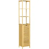kleankin Hochschrank Natur Holz, 30x173x34 cm Badezimmer, Badezimmerschränke, Hochschränke