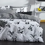 l'essentiel linge de maison Panda Bettdecke 150 x 200 cm Schwarz/Weiß