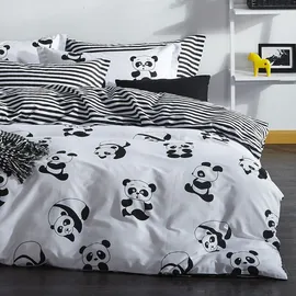 l'essentiel linge de maison Panda Bettdecke 150 x 200 cm Schwarz/Weiß