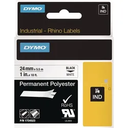 DYMO Schriftband Band-B.24mm Band-L.5,5m permanentes Polyester-Band schwarz auf weiß - 1734523