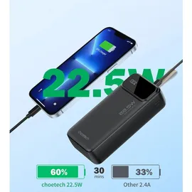CHOETECH B730 30000mAh 22,5W PD Powerbank (schwarz)