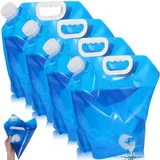 10L Faltbarer Wasserkanister mit hahn, 4 Stück Flexibler Wasserbehälter Tragbar faltbare trinkflasche, faltbare wasserflasche BPA-frei Wasserbeutel für Camping,Wandern und Wasserspeicherung zu Hause