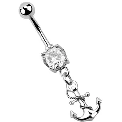 Bauchnabelpiercing ADELIA ́S "Piercing  Piercing Bauchnabelpiercing", Damen, transparent (klar), Chirurgiestahl, modisch, Piercings, 316l Stahl Banane - Anhänger mit Anker