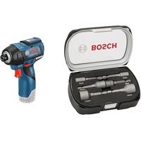 Bosch Professional 12V System Akku Drehschlagschrauber GDR 12V-110 (ohne Akkus und Ladegerät, im Karton) + 6tlg. Steckschlüssel-Set für Sechskantschrauben