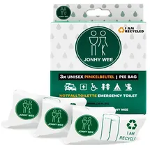 Jonhy Wee Unisex Taschen-WC 3 Stück - Notfall Toilette WC für Frauen, Kinder, Männer - Reisetoilette 600ml Stk.)