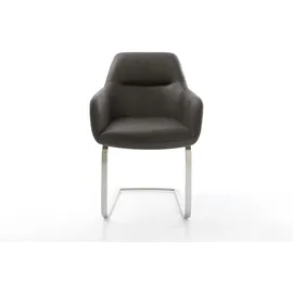 DeLife Freischwinger Pejo-Flex Mikrofaser Anthrazit Vintage Freischwinger flach Edelstahl Taschenfederkern