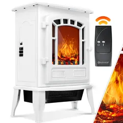 KESSER® Elektrokamin mit Heizlüfter & Fernbedienung 2000W Elektro Kamin Elektrischer Heizung LED Kaminfeuer Effekt Kaminofen Flammeneffekt Heizer Ofen geräuscharm regelbar