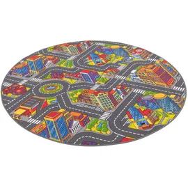 Snapstyle Kinder Straßenteppich 3D Big City Rund