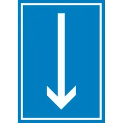 Richtungspfeil runter Schild hochkant weiss blau Pfeil A6 (105x148mm)