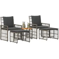 vidaXL Gartenmöbel Set 5-tlg. Grau/Dunkelgrau