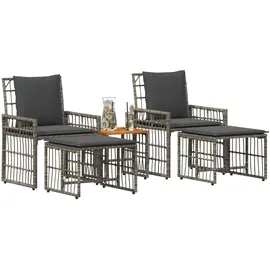 vidaXL Gartenmöbel Set 5-tlg. Grau/Dunkelgrau