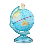 Relaxdays Spardose Globus drehbar Gelb,Hellblau,Rot