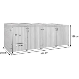 MCW Mülltonnenverkleidung H74 316 x 126 x 98 cm grau
