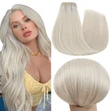 Fshine Echthaar Genius Tressen zum Einnähen 60g 55cm Human Hair Haarverlängerung Echthaar Silber Tressen Echthaar Remy Echthaar Extensions Elegance Hair in der Farbe 1000