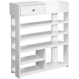 FineBuy Schuhregal 75 x 92,5 x 24 cm mit Schublade weiß