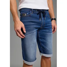 KangaROOS Jogg-Jeansbermudas KANGAROOS, Herren, Gr. 31, Länge 32, dunkelblau used, Denim/Jeans, Obermaterial: 65% Baumwolle, 33% Polyester, 2% Elasthan, unifarben, regular fit kniefrei, Jeans, Regular Fit, gerade geschnittenes Bein