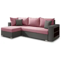 Sofnet Ecksofa, Grau, Rosa, Textil, 5-Sitzer, Ottomane links,Rechteckig, 238x141 cm, Wohnzimmer, Sofas & Couches, Wohnlandschaften, Ecksofas