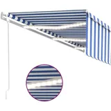 vidaXL Markise Automatisch mit Rollo LED Windsensor 6x3m Blau Weiß