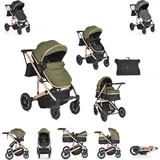 Moni Kombikinderwagen 2 in 1 Thira Babywanne, umbaubar, Sportsitz, Fußabdeckung grün