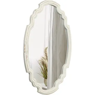 Sintosin Bauernhaus Mirror Dekorative Wandspiegel Oval 43 x 60 cm, Vintage Spiegel groß mit Holzrahmen, Wand Spiegel Weiß für Wohnzimmer, Schlafzimmer, Badezimmer, Flur