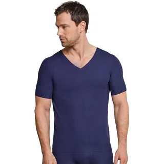 Schiesser Tshirt Seamless V-Ausschnitt Laser Cut Kurzarm (Interlock, nahtlos) Unterwäsche blau Herren