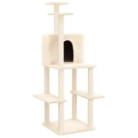 vidaXL Kratzbaum mit Sisal-Kratzsäulen 144,5 cm creme