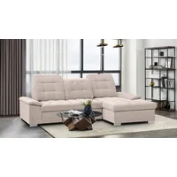 WERK2 Ecksofa Carmen, Sofa, Eckcouch mit Schlaffunktion, Bettkasten und Sitztiefenverstellung beige