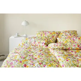 ELEGANTE Bettgarnitur Floral Weiß 135 x 200 cm + 80 x 80 cm