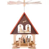 Erzgebirgische Volkskunst Richard Glässer GmbH Weihnachtspyramide Erzgebirge Richard Glässer Seiffen Pyramidenhaus Christi Geburt natur Höhe 36 cm