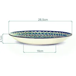 4BIG.fun Usbekische Rischtan Lagan Ø30 cm Oriental Ljagan Keramik Schale Plate Glasur Teller Handarbeit