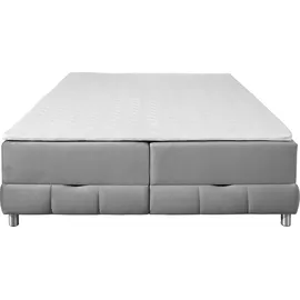 Home Affaire Boxspringbett HOME AFFAIRE "Vaasa", silber, B:206cm L:226cm, Komplettbetten, Boxspringbett, für Dachschrägen geeignet, inkl. Bettkasten und Topper
