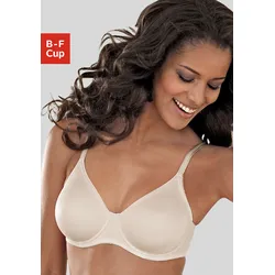 T-Shirt-BH LASCANA "perfect basic", Damen, Gr. 85, Cup E, beige (creme), Microtouch, Obermaterial: 82% Polyamid (TACTEL), 18% Elasthan (LYCRA), Basic, BHs, mit Bügel, ohne Schale, Basic Dessous