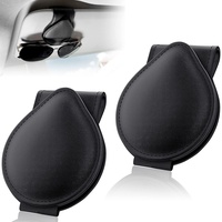 2 Brillenhalter für Auto Sonnenblende, Universelles Auto Gläser Halter Clip Leder Auto Visier Zubehör Sonnenbrillen Halterung Brillen Aufhänger Ticket Karten Clip Brillenetui Organizer Schwarz