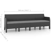 vidaXL 4-Sitzer-Gartensofa anthrazit
