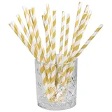 Boland Trinkhalme aus Papier 20 St. Gold/Weiß 19,7 cm
