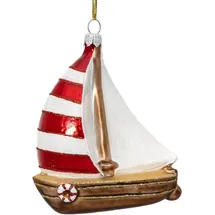 SIKORA Segelboot besondere Weihnachtskugel Glas Christbaumschmuck Deko Figur Weihnachten Anhänger Ornament - Meisterstücke - BS751