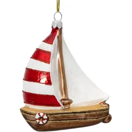 SIKORA Segelboot besondere Weihnachtskugel Glas Christbaumschmuck Deko Figur Weihnachten Anhänger Ornament - Meisterstücke - BS751