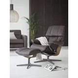 Stressless Stressless® »Reno«, (Set, Relaxsessel mit Hocker), mit Hocker, mit Cross Base, Größe S, M & L, Holzakzent Eiche braun