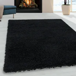 Hochflor-Teppich AYYILDIZ TEPPICHE "SYDNEY 3000", schwarz, B:200cm H:50mm L:290cm, Polypropylen (PP), Teppiche, Shaggy, Langflor, uni, auch in rund, Wohnzimmer