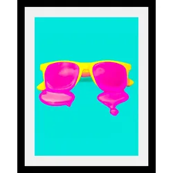 queence Bild »Brille«, Humor-Kunst, HD Premium Poster-Druck inkl. Holzrahmen queence Farbe Rahmen: schwarz + Farbe Bild(er): bunt