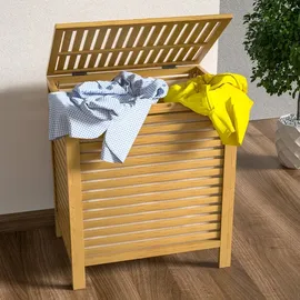 CASARIA Wäschekorb Bambus 2er-Set 62L Wäschesack herausnehmbar