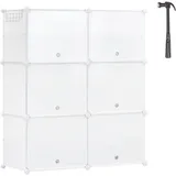 Woltu Schuhregal, Weiß, Kunststoff, Metall, 6 Fächer, 6 Schubladen, Rechteckig, 94x109x35 cm, Garderobe, Schuhaufbewahrung, Schuhregale