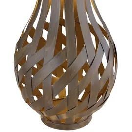 GLOBO Gartendeko Laterne Solar Windlicht mit Bambusgeflecht zum Aufhängen oder Hinstellen, Led Warmweiß, Dxh 27x17,5 cm, Garten Terrasse
