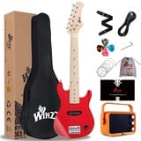 Winzz 30 Zoll Mini E-Gitarre Kinder Ahorn Griffbrett Elektrische Gitarre Anfänger Set für Kinder mit Verstärker, Farbe Rot