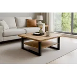 möbelliebling Couchtisch Baumkante 90 x 90 cm Akazie massiv + naturfarben lackiert schwarz Patrick